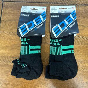 THORLOS EDGE COURT LOT OF 2 MICRO MINI UNISEX  SOCKS MEDIUM ATHLETIC BLACK NEW